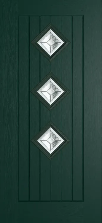 Oslo 3 composite door in Green with Simplicity glass