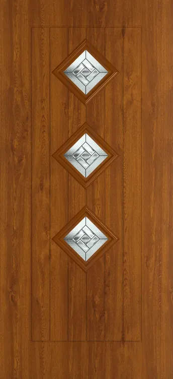 Oslo 3 composite door in Light Oak with New Orleans glass