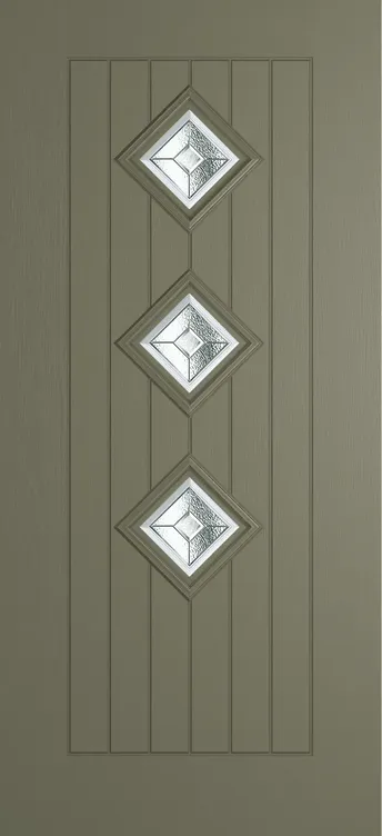 Oslo 3 composite door in Olive Grey with Simplicity glass