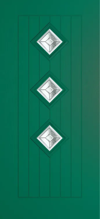 Oslo 3 composite door in Opal Green with Simplicity glass