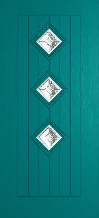 Oslo 3 composite door in Teal with Simplicity glass