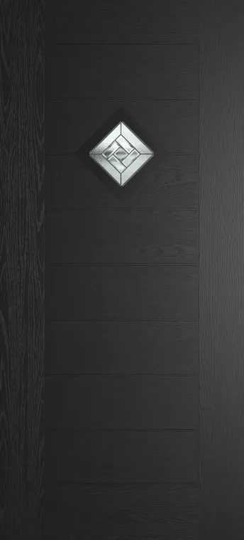 Palma 1 composite door in Black with New Orleans glass