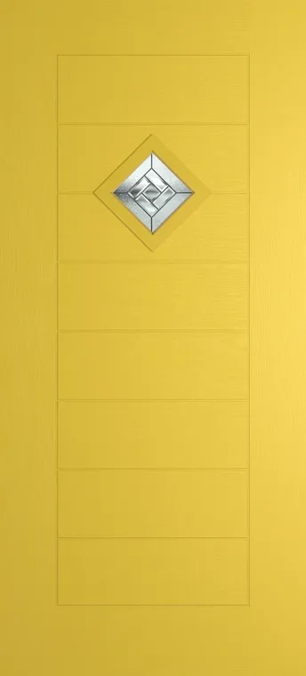 Palma 1 composite door in Canary Yellow with New Orleans glass