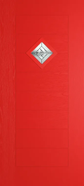 Palma 1 composite door in Candy Red with New Orleans glass