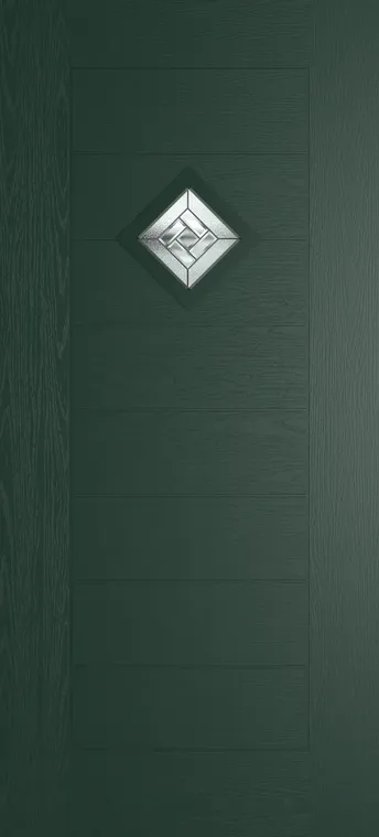Palma 1 composite door in Green with New Orleans glass