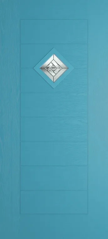 Palma 1 composite door in Light Blue with New Orleans glass