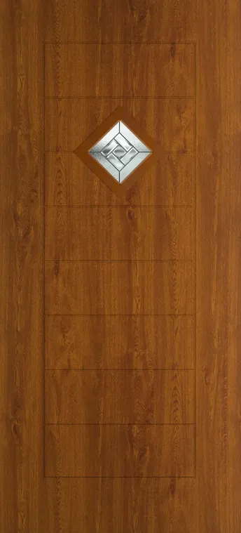 Palma 1 composite door in Light Oak with New Orleans glass