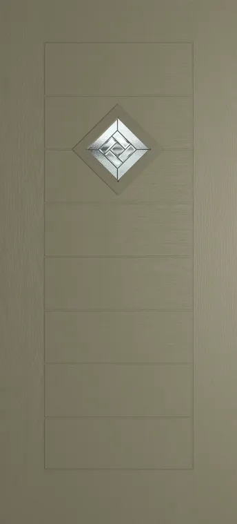 Palma 1 composite door in Olive Grey with New Orleans glass