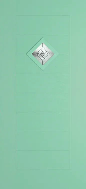 Palma 1 composite door in Pastel Turquoise with New Orleans glass
