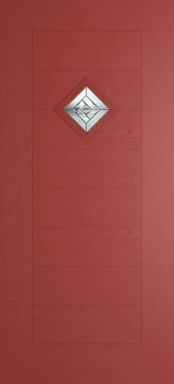 Palma 1 composite door in Red with New Orleans glass
