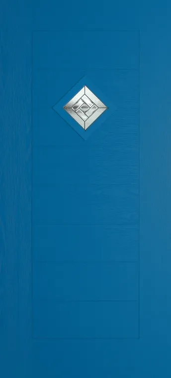 Palma 1 composite door in Signal Blue with New Orleans glass
