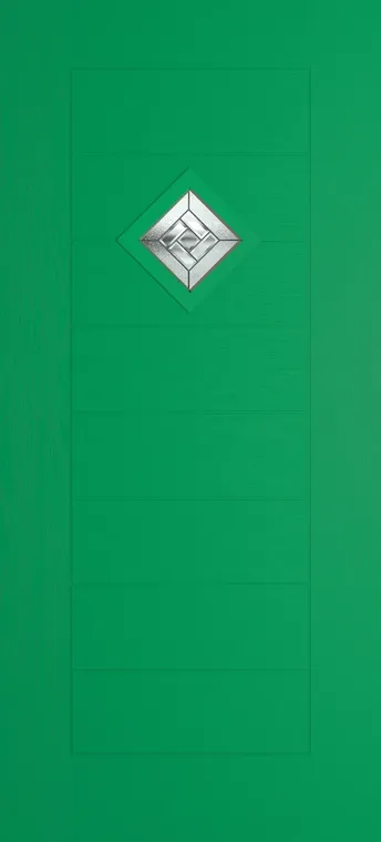 Palma 1 composite door in Signal Green with New Orleans glass