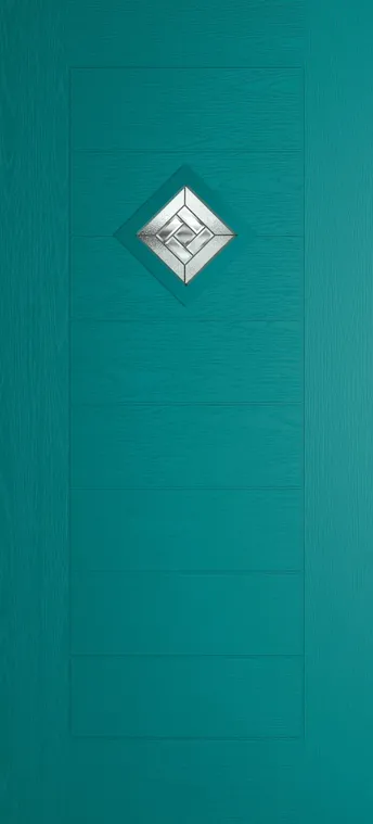 Palma 1 composite door in Teal with New Orleans glass