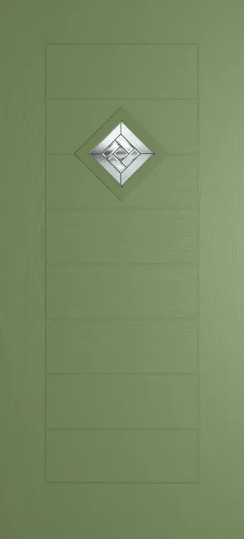 Palma 1 composite door in Woodland Green with New Orleans glass