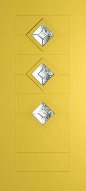 Palma 3 composite door in Canary Yellow with Simplicity glass
