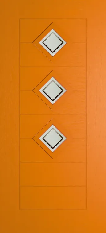 Palma 3 composite door in Clementine with Victorian Border glass