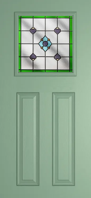 Paris composite door in Chartwell Green with Dorchester Green glass