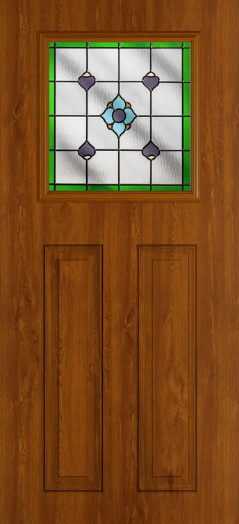 Paris composite door in Light Oak with Dorchester Green glass