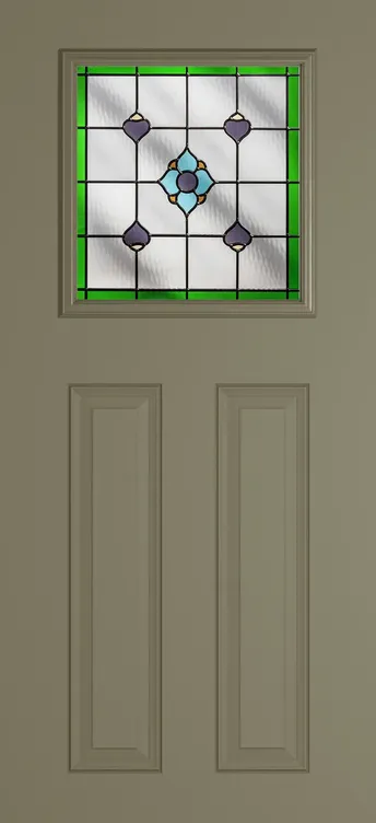 Paris composite door in Olive Grey with Dorchester Green glass