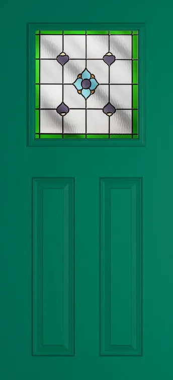 Paris composite door in Opal Green with Dorchester Green glass