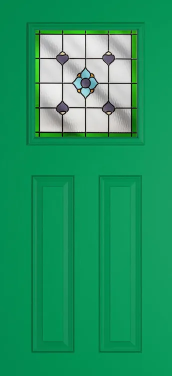 Paris composite door in Signal Green with Dorchester Green glass
