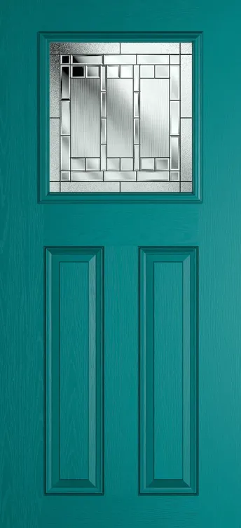 Paris composite door in Teal with New Orleans glass