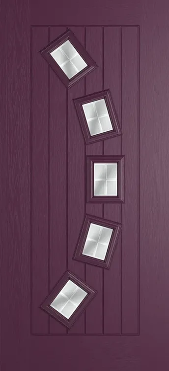 Porto composite door in Aubergine with Linear glass