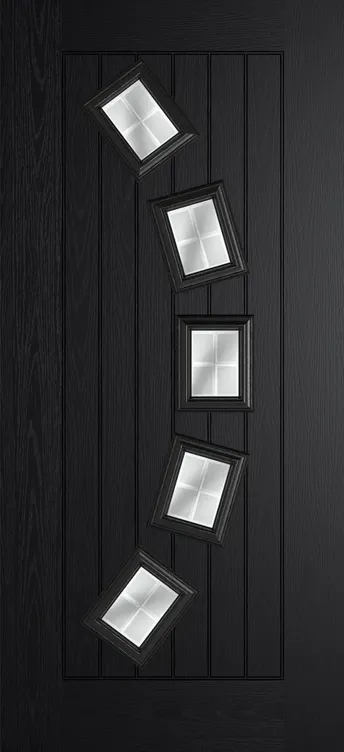 Porto composite door in Black with Linear glass