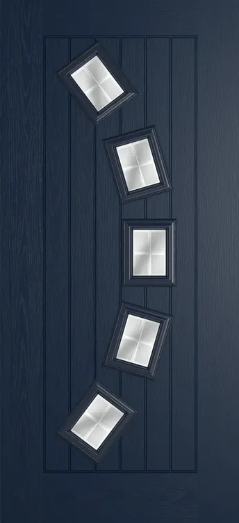Porto composite door in Blue with Linear glass
