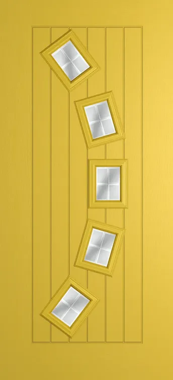 Porto composite door in Canary Yellow with Linear glass