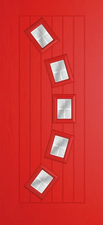 Porto composite door in Candy Red with Linear glass