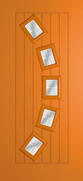 Porto composite door in Clementine with Linear glass