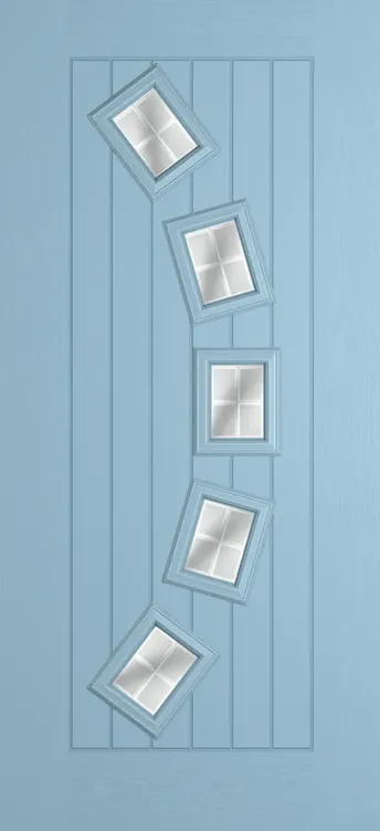 Porto composite door in Duck Egg Blue with Linear glass