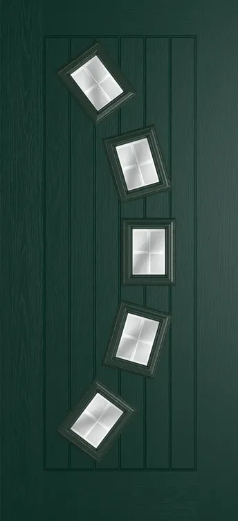 Porto composite door in Green with Linear glass