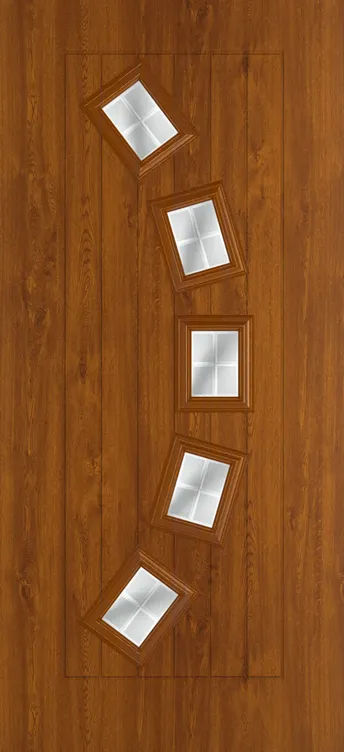 Porto composite door in Light Oak with Linear glass