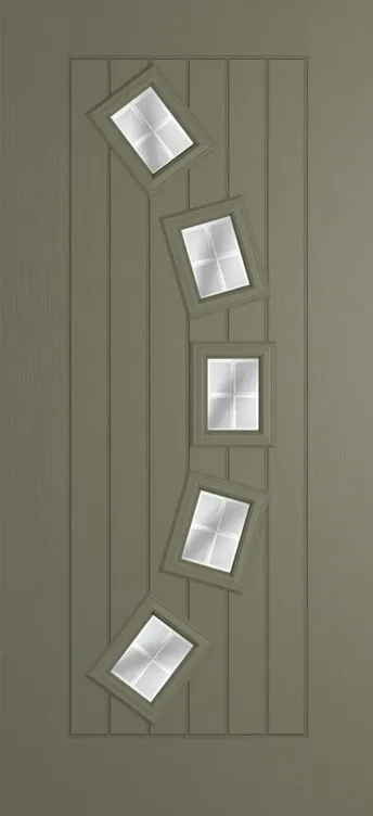 Porto composite door in Olive Grey with Linear glass