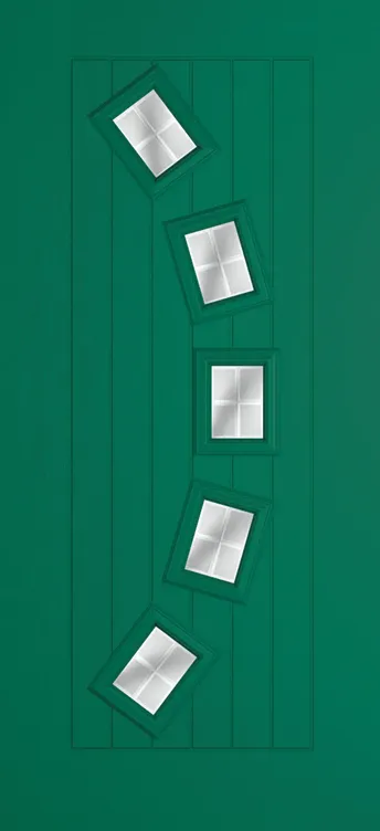 Porto composite door in Opal Green with Linear glass