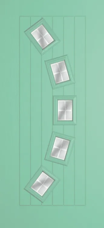 Porto composite door in Pastel Turquoise with Linear glass
