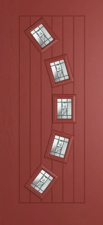 Porto composite door in Red with New Orleans glass