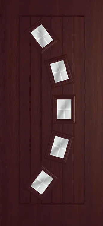 Porto composite door in Rosewood with Linear glass
