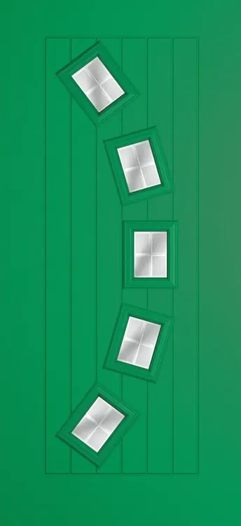 Porto composite door in Signal Green with Linear glass