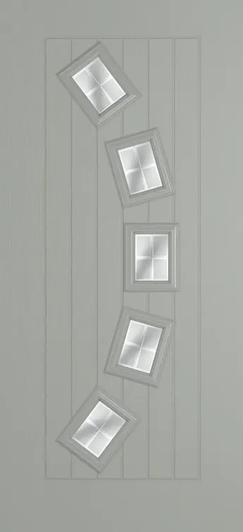 Porto composite door in Silver Grey with Linear glass