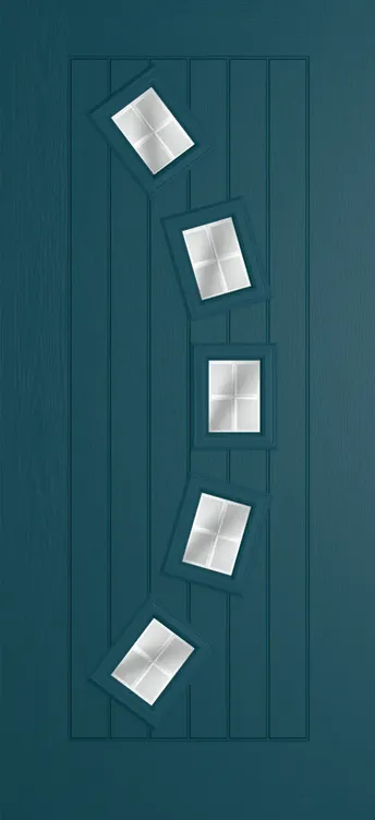 Porto composite door in Tranquil Blue with Linear glass
