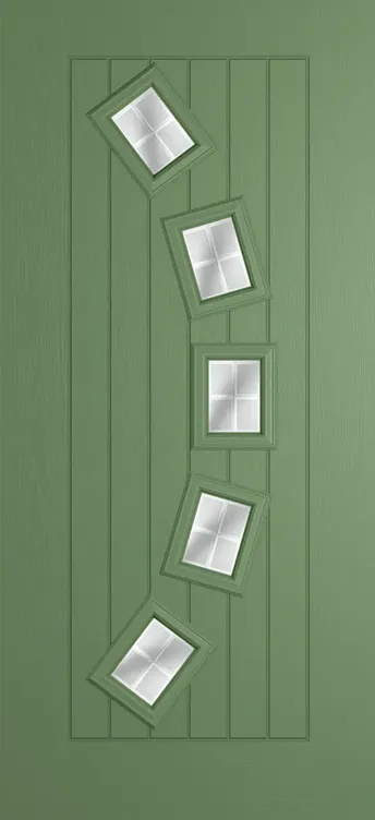 Porto composite door in Woodland Green with Linear glass