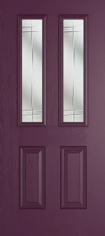 Rome 2 composite door in Aubergine with Linear glass