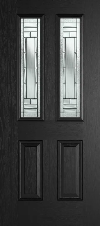 Rome 2 composite door in Black with New Orleans glass