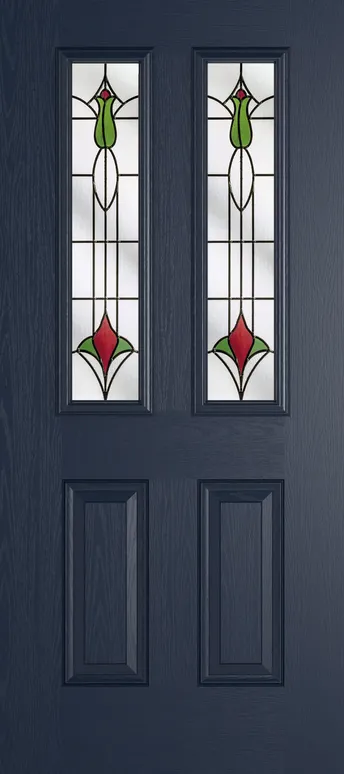 Rome 2 composite door in Blue with Beaumont glass