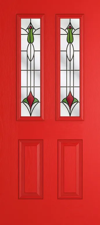 Rome 2 composite door in Candy Red with Beaumont glass