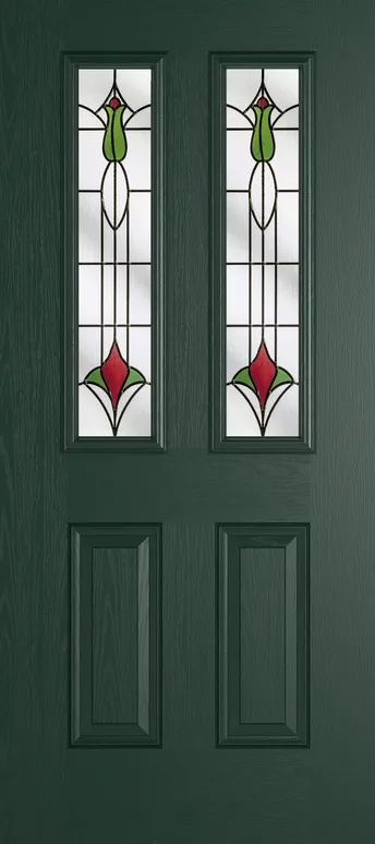 Rome 2 composite door in Green with Beaumont glass