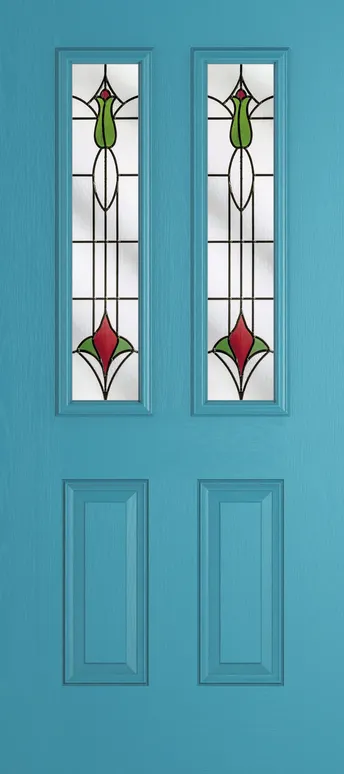 Rome 2 composite door in Light Blue with Beaumont glass